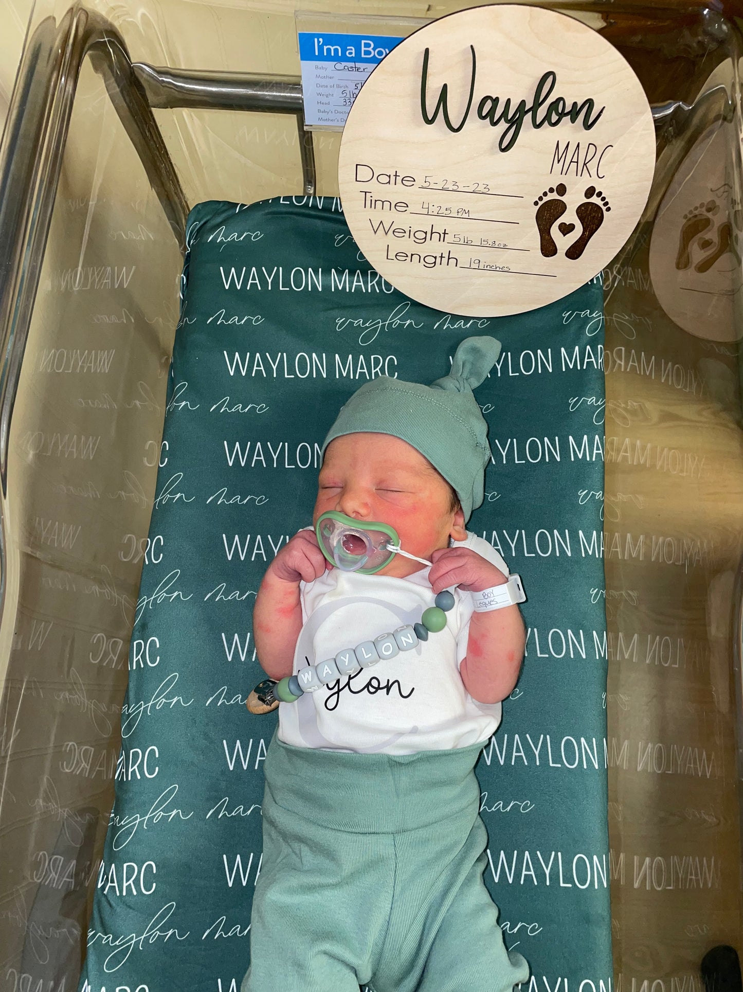 Personalized Wooden Birth Announcement Sign with Multiple Colors Available