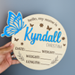 Personalized Wooden Butterfly Birth Announcement Sign – Multiple Colors Available