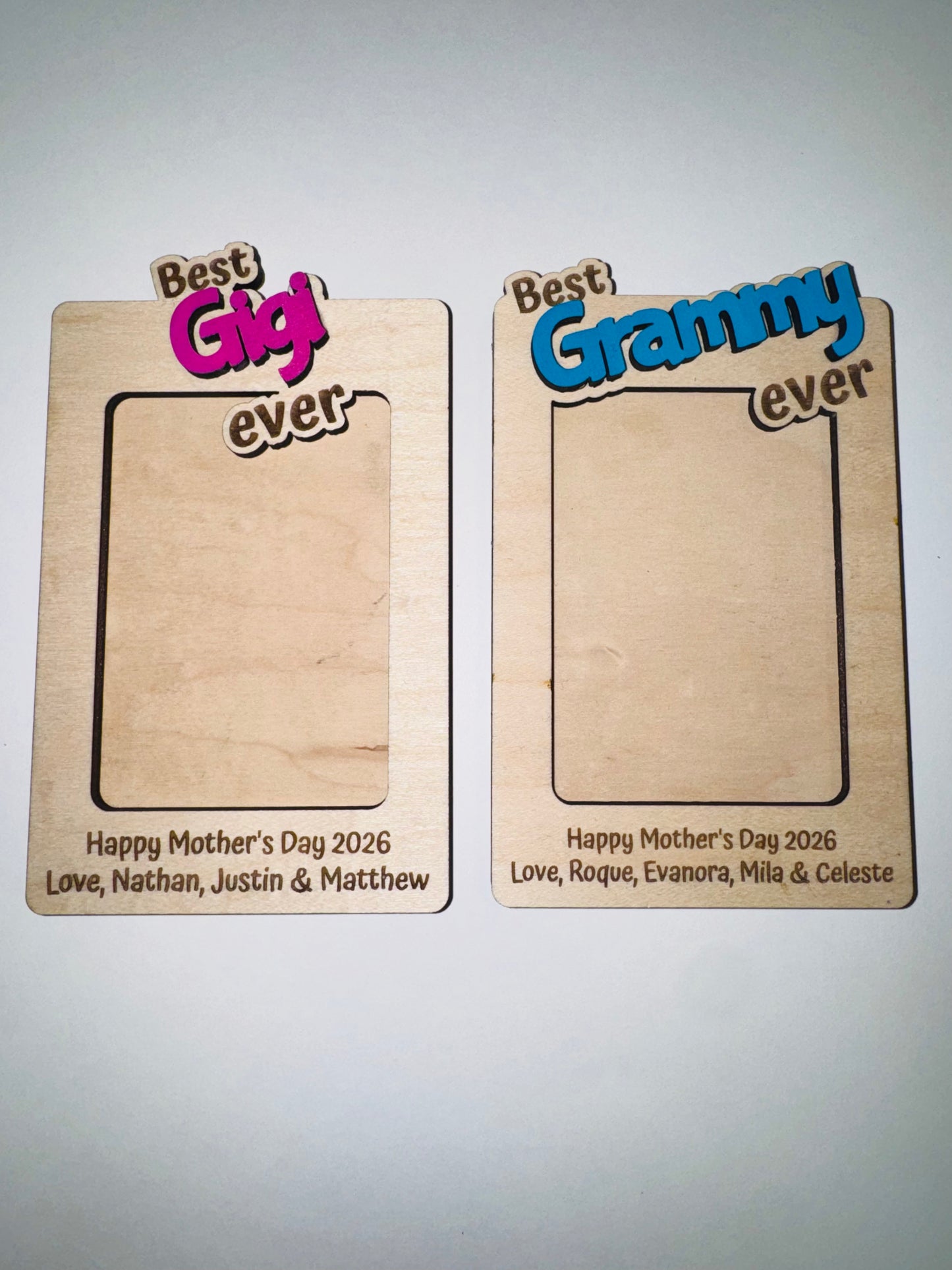 Personalized “Best Mom/Grandma Ever” Wood Photo Frame Magnet